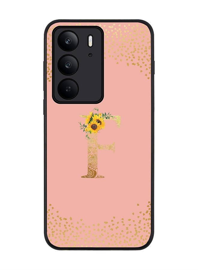 For Realme C75x / C75 4G Case,Slim fit Camera Protection, Shockproof Thin Phone cover  - Custom Floral Monogram - F  (Rose Pink )